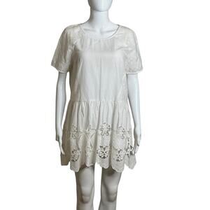 Anthropologie HD in Paris Embroidered Shirt Tunic Dress Size M in Ivory New